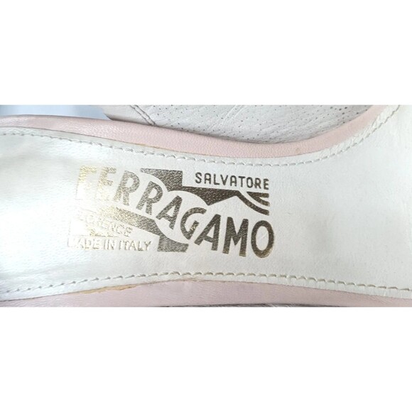 Salvatore Ferragamo Laser Cut Scalloped Trim Peep Toe Slingback Sandals Sz 6.5 B - Picture 5 of 16